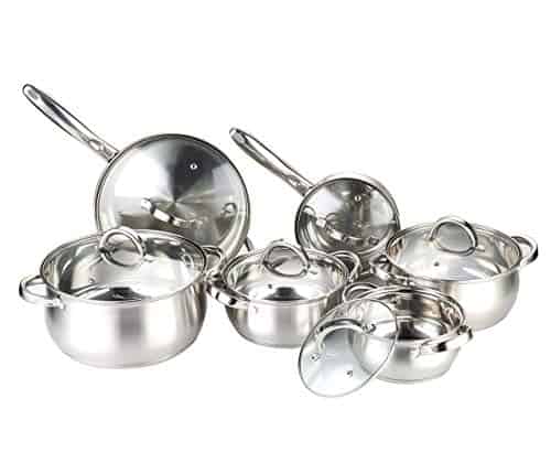 Heim Concept Kitchen Cookware 12-Piece Stainless Steel Pots and Pans Set